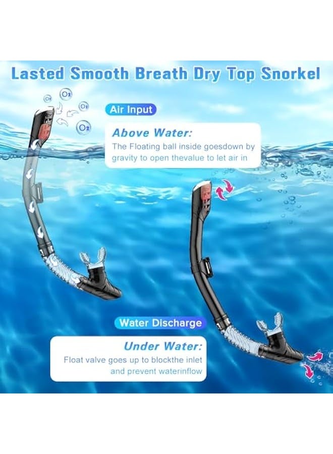 Generic Diving Mask,  Snorkel Mask, Anti-Fog Anti-Leak 180° Panoramic Ultra-Clear Diving Mask, Freediving Mask & Dry Snorkel, Soft and Comfortable - Mask Set for Adults Youth - Image 2