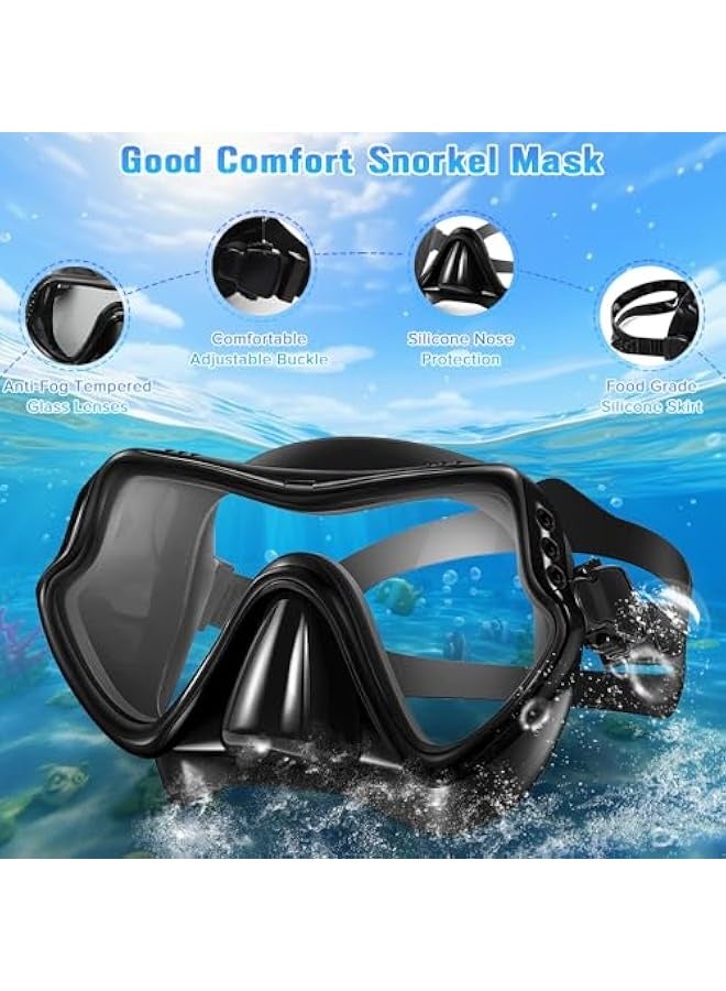 Generic Diving Mask,  Snorkel Mask, Anti-Fog Anti-Leak 180° Panoramic Ultra-Clear Diving Mask, Freediving Mask & Dry Snorkel, Soft and Comfortable - Mask Set for Adults Youth - Image 4