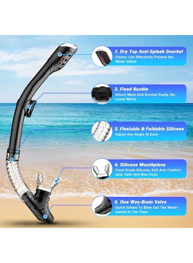 Generic Diving Mask,  Snorkel Mask, Anti-Fog Anti-Leak 180° Panoramic Ultra-Clear Diving Mask, Freediving Mask & Dry Snorkel, Soft and Comfortable - Mask Set for Adults Youth - Image 5