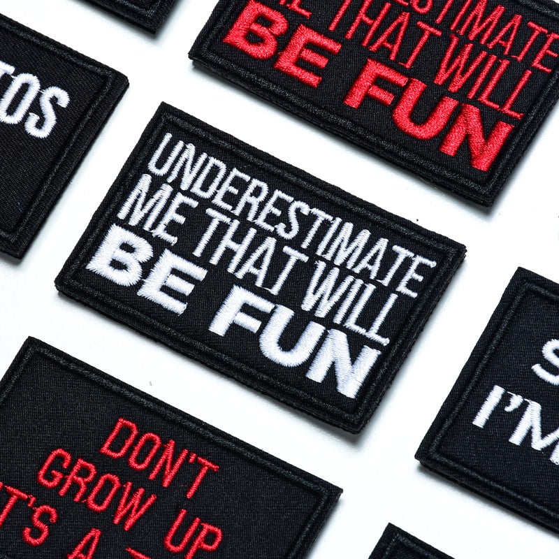 English Letter Rectangular Badge Patch Tactical Embroidered Patch Cloth Sticker Embroidered Black And White Red English Cloth Sticker - Image 5