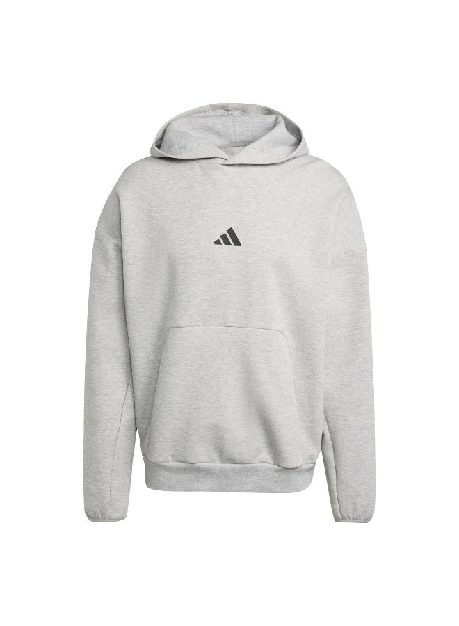 adidas سويت شيرت بغطاء رأس رمادي للرجال - Image 1