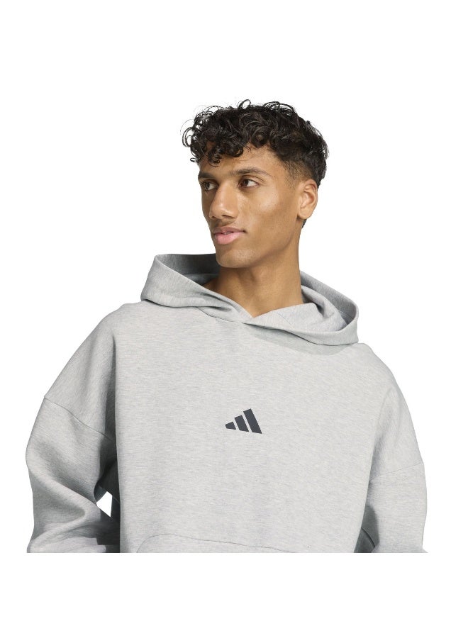 adidas سويت شيرت بغطاء رأس رمادي للرجال - Image 5