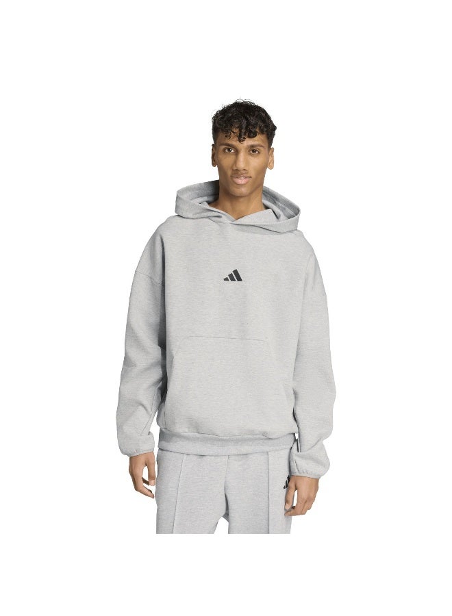 adidas سويت شيرت بغطاء رأس رمادي للرجال - Image 2