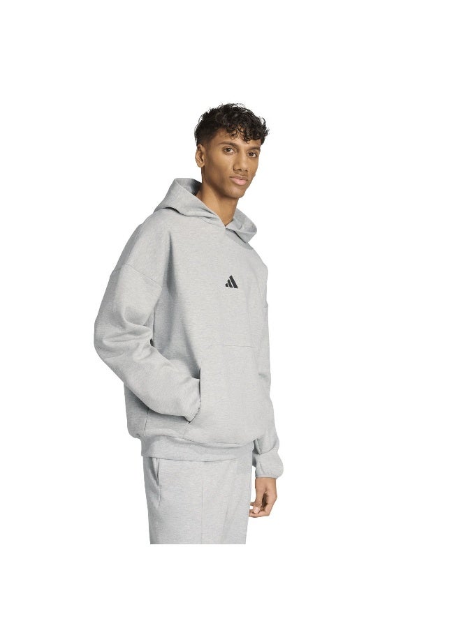 adidas سويت شيرت بغطاء رأس رمادي للرجال - Image 4