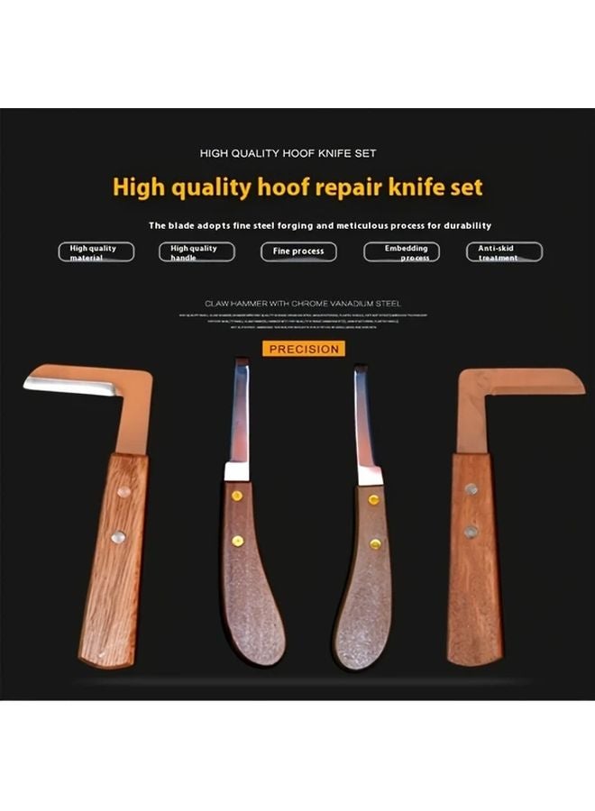 مجموعة سكاكين تقليم الحوافر من 4 قطع للأبقار والخيول والأبقار الحلوب لليد اليسرى - Image 4