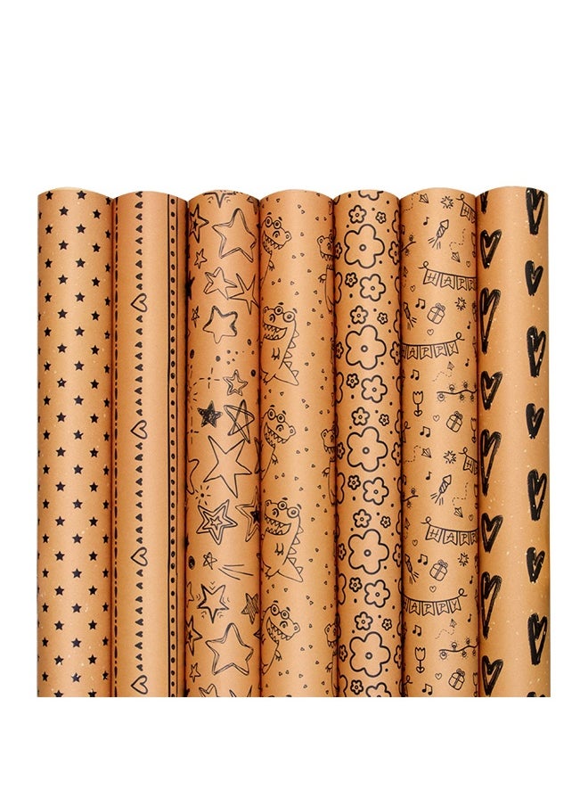 Zeemey 7 Sheets Gift Wrapping Paper With Accessories,Holiday Gift Wrapping Paper,Birthday Gift Box Gift Wrapping DIY, Gift Wrapping Paper for Birthday, Holiday, Wedding, Party,Kids Gift Wrapping (70cmX50cm)  - Image 2