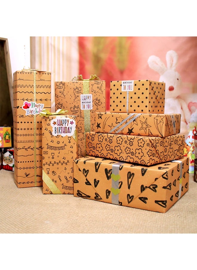 Zeemey 7 Sheets Gift Wrapping Paper With Accessories,Holiday Gift Wrapping Paper,Birthday Gift Box Gift Wrapping DIY, Gift Wrapping Paper for Birthday, Holiday, Wedding, Party,Kids Gift Wrapping (70cmX50cm)  - Image 1