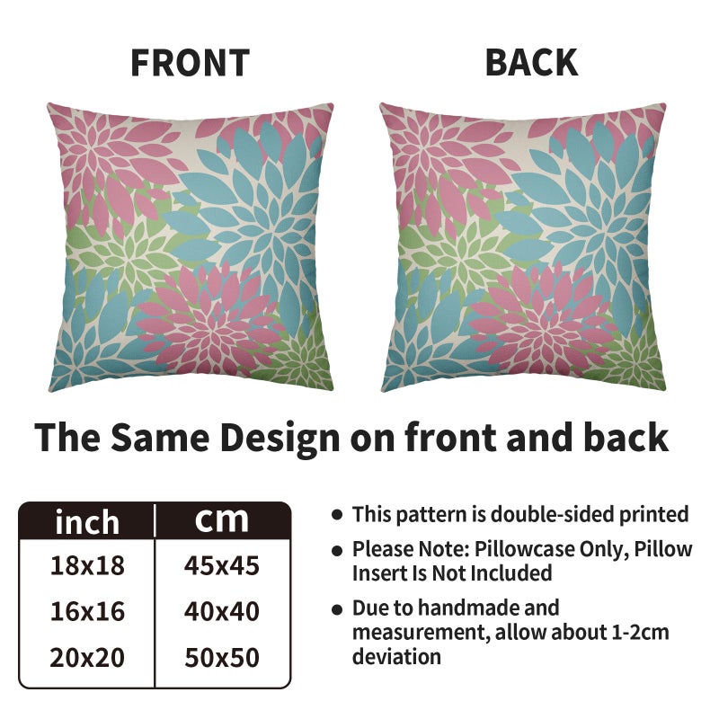 Smozenith Smozenith Blue Pink Green Spring Pillow Covers 18X18 Inch Set of 2  Colored Floral Colorful Easter Themed Flower Decorative Throw Pillow Covers Outdoor Farmhouse Cushion Case for Couch Sofa Bed Decor  - Image 4