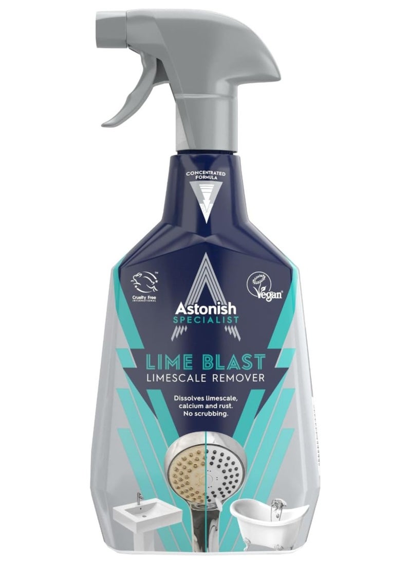 Astonish Lime Blast Ultimate Limescale Remover No Scrubbing Removes Limescale Deposits Calcium & Rust Deep Effective Cleaning 750ml 