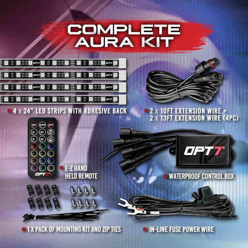 OPT7 Aura Wheel Well RGB LED Kit with Wireless Remote - Multicolor Tire Rim Lights for Cars - Image 5