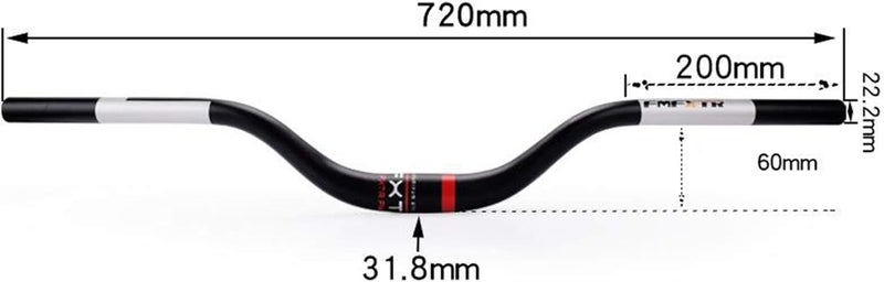 كلاراكو مقود دراجة جبلية خفيف الوزن، مقود دراجة DH هابطة، مقود طويل للغاية، 31.8 مم، مقود عالي الارتفاع 720 مم - Image 2