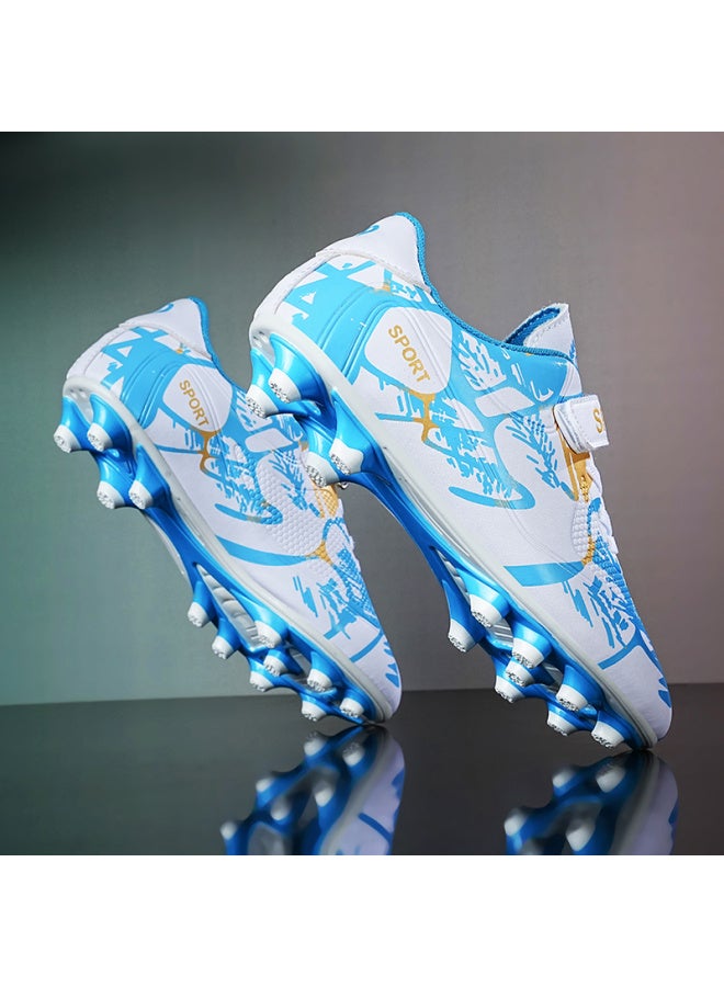 X218 Long Nail White Moon Children's Football Shoes Velcro Men's Tf Broken Nails Primary School Girls Teenagers Ag Long Nails Wear-resistant Big Children's Shoes
