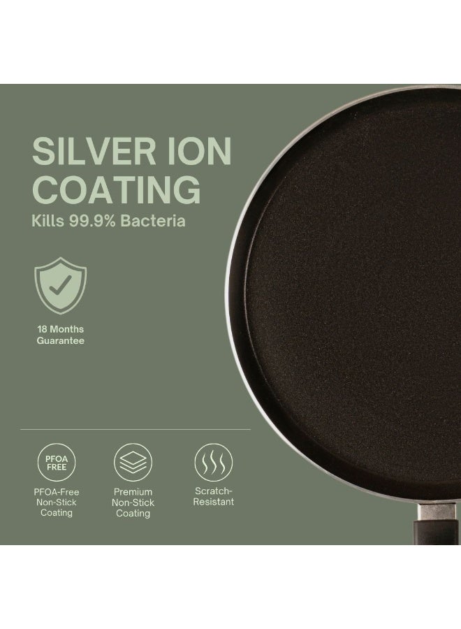 NIRLEP NutriHealth Induction Base Flat Griddle Tawa 28 cm I Patented Silver Ion Coating, Sturdy Handles, Induction Compatible, PFOA Free, 5 Layered Coating I Multi-Purpose Tawa for Roti, Dosa and Pancake  - Image 5