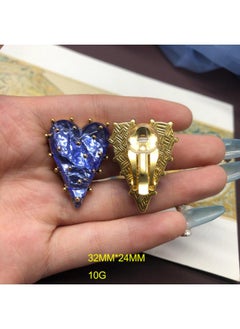 نيبمينينت Vintage Cute Heart-shaped Strawberry Color Silver Needle Earrings Ear Clip Electroplated Real Gold Bean Resin Jewelry 