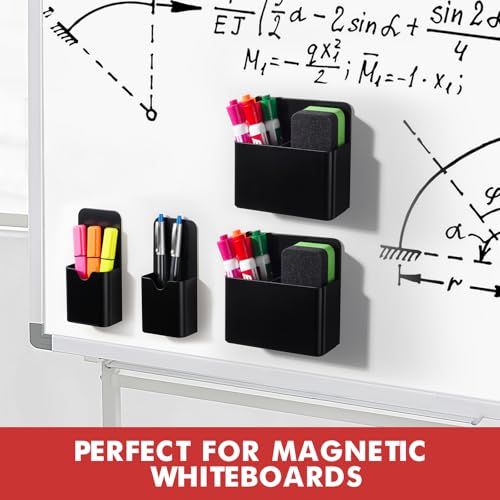BEYGORM Magnetic Marker Holder for Whiteboard and Locker, 4 Pack Magnetic Cups for Dry Erase Markers, Pen and Pencil Organizer for Fridge Storage, Classroom and Office Accessories (Black) - Image 5
