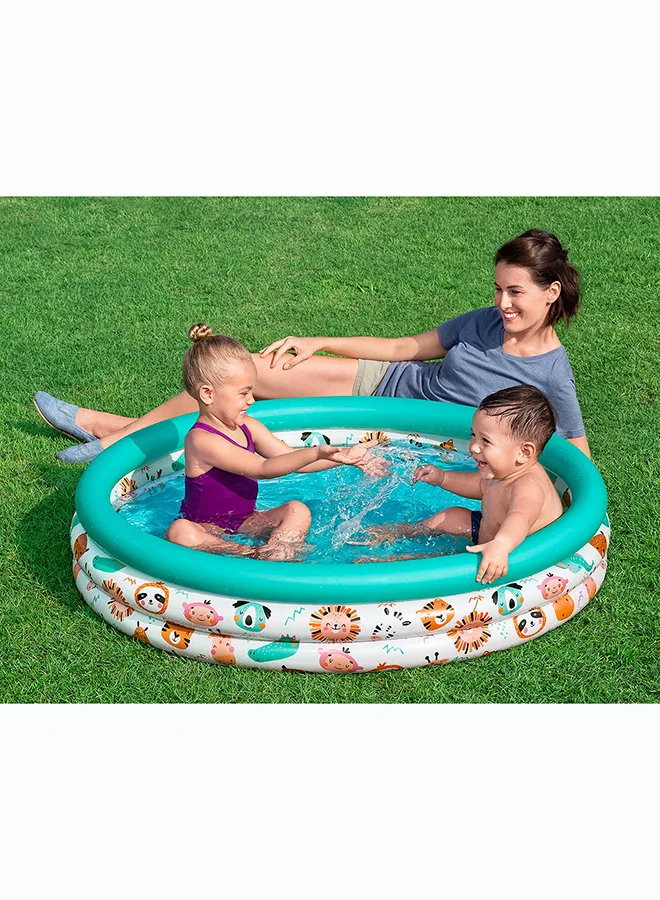 بست واي Bestway, Φ48" x H10"/Φ1. x H25cm Safari Pals Kiddie Pool Inflatable Outdoor Water Play Toy for Kids and Families, Durable Premium Quality Material, Easy Inflate and Deflate Design, Pool Beach Garden Summer Fun Activity, 22m
