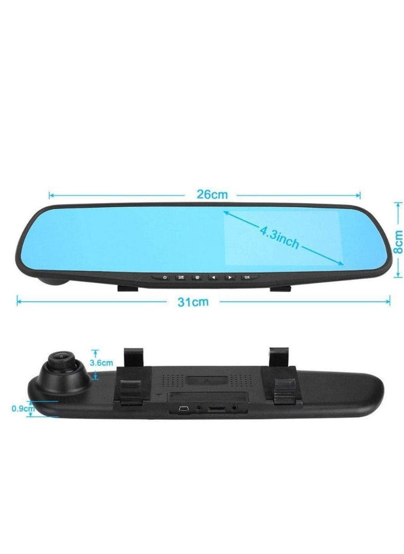 RDN - Car Dash Camera 4.3 Inch Full HD 1080P Dual Lens 170 Wide Angle Front And Rear Mirror Mount DVR With G-Sensor Loop Recording Night Vision - Image 1