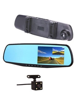 Car Dash Camera 4.3 Inch Full HD 1080P Dual Lens 170 Wide Angle Front And Rear Mirror Mount DVR With G-Sensor Loop Recording Night Vision