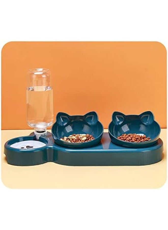 Petsary Triple Cat Bowls for Food and Water, with 1 pcs ID Tag Plastic Raised Cat Dishes, Automatic Water Bottle 3 in 1 Pet Bowls 2 Food Bowls and Water Feeder Set Wet Dry Food Bowl Set for Cats Puppy Small - Image 2