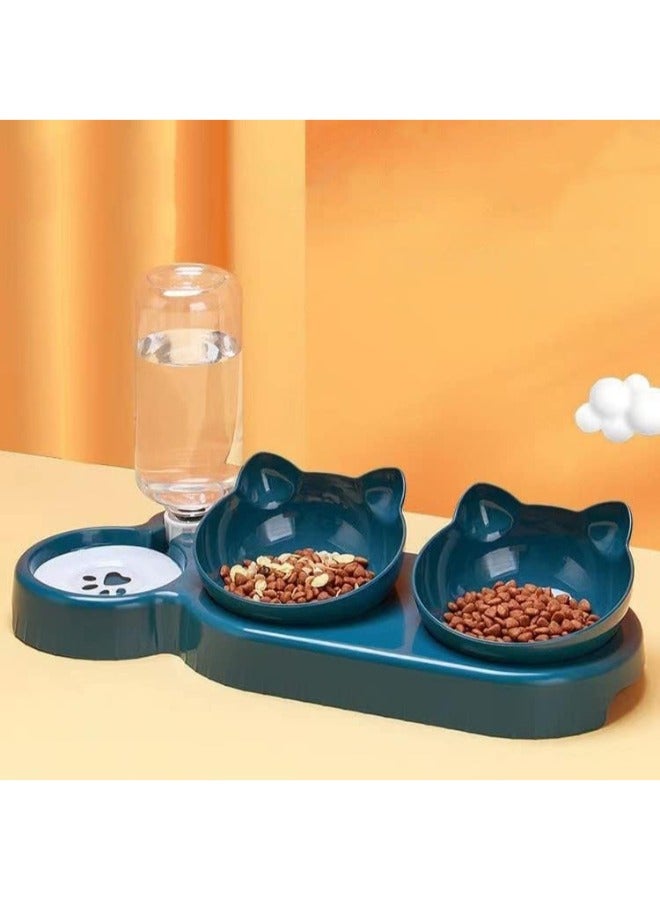 Petsary Triple Cat Bowls for Food and Water, with 1 pcs ID Tag Plastic Raised Cat Dishes, Automatic Water Bottle 3 in 1 Pet Bowls 2 Food Bowls and Water Feeder Set Wet Dry Food Bowl Set for Cats Puppy Small - Image 4