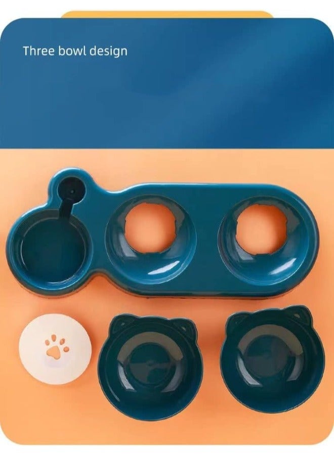 Petsary Triple Cat Bowls for Food and Water, with 1 pcs ID Tag Plastic Raised Cat Dishes, Automatic Water Bottle 3 in 1 Pet Bowls 2 Food Bowls and Water Feeder Set Wet Dry Food Bowl Set for Cats Puppy Small - Image 3