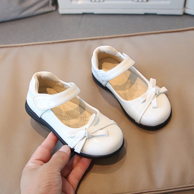 Children''s Leather Shoes 2022 Autumn New Girls British Style Shallow Mouth Shoes Baby Bow Princess Performance Leather Shoes - Image 1