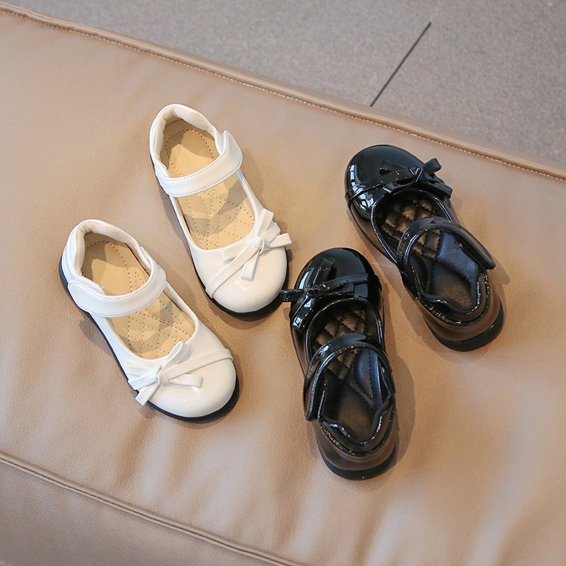 Children''s Leather Shoes 2022 Autumn New Girls British Style Shallow Mouth Shoes Baby Bow Princess Performance Leather Shoes - Image 2