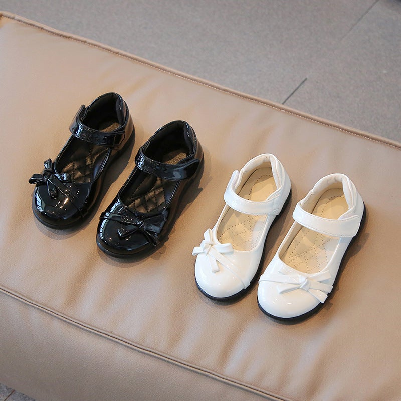 Children''s Leather Shoes 2022 Autumn New Girls British Style Shallow Mouth Shoes Baby Bow Princess Performance Leather Shoes - Image 3
