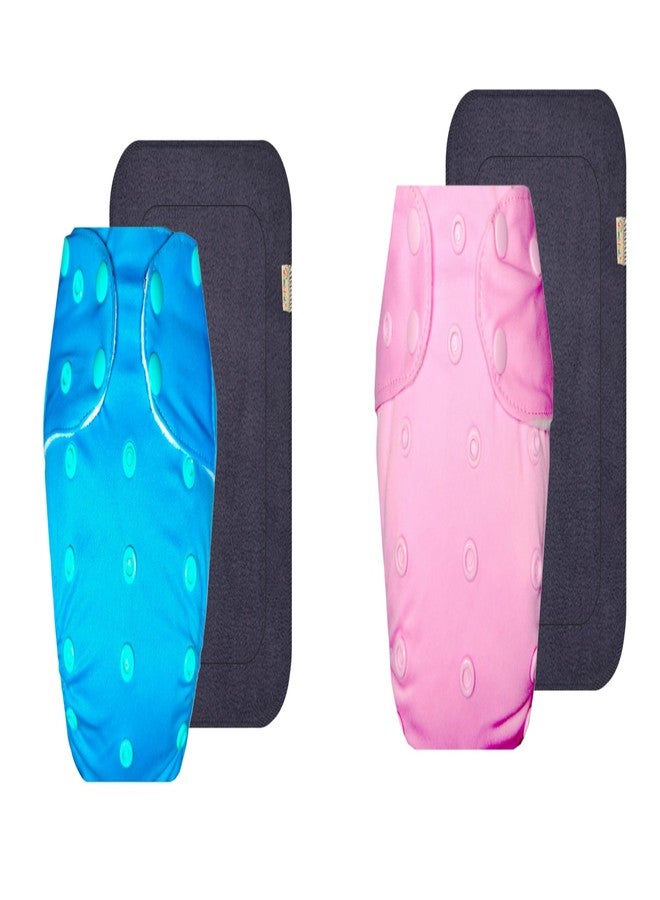 حفاضات قماشية فاخرة من دمبلدو مع حشوة رمادية (عبوة من قطعتين) | مضادة للحساسية | وسادة ماصة بست طبقات | أزرار كبس قابلة للتعديل | ضرورية للاستخدام اليومي | من 3 أشهر إلى 3 سنوات | للجنسين