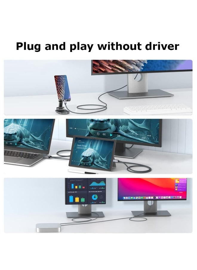 ماركة غير محددة كابل USB C إلى DisplayPort، 8K 60Hz غير ثنائي الاتجاه، طول 6.6 قدم/2 متر (4K 60Hz 144Hz 120Hz) بسرعة 32.4Gbps، كابل C إلى DP لجهاز MacBook Pro، MacBook Air/iPad Pro 2020، XPS  - Image 3