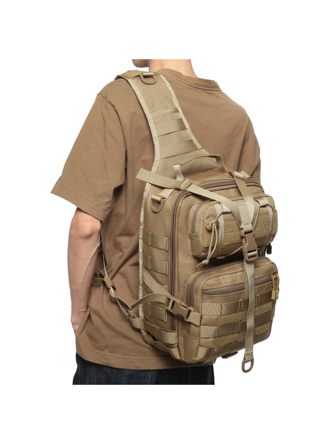 Tactical Crossbody Bag Extra Large Shoulder Chest Bag Outdoor Sports Camouflage Messenger Bag Mountaineering Wear-resistant Tool Satchel-Color:Brown-Capacity:20-35L - Image 2