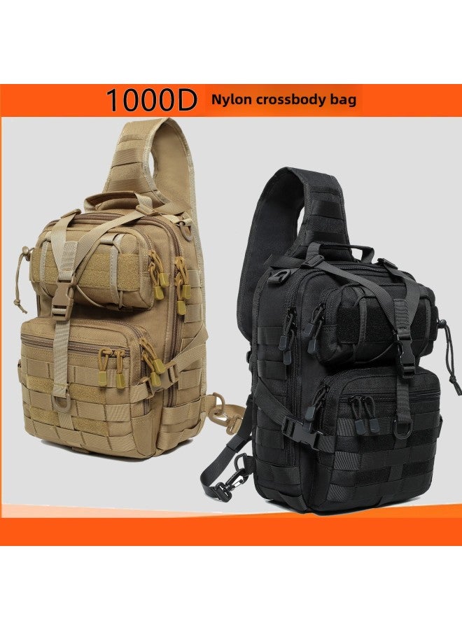 Tactical Crossbody Bag Extra Large Shoulder Chest Bag Outdoor Sports Camouflage Messenger Bag Mountaineering Wear-resistant Tool Satchel-Color:Brown-Capacity:20-35L - Image 1