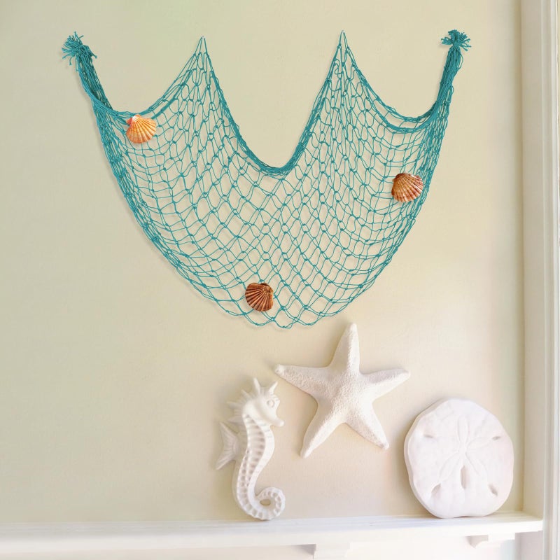 YuanDe Decorative Fishing Net 80x40 Inch,YuanDe 2 Pack Large Aqua Picture Fish Net, Wall Photo Hanging Fishnet for Nautical Mermaid Pirate Ocean Themed Hawaii Beach Under The Sea Party Decorations - Image 4