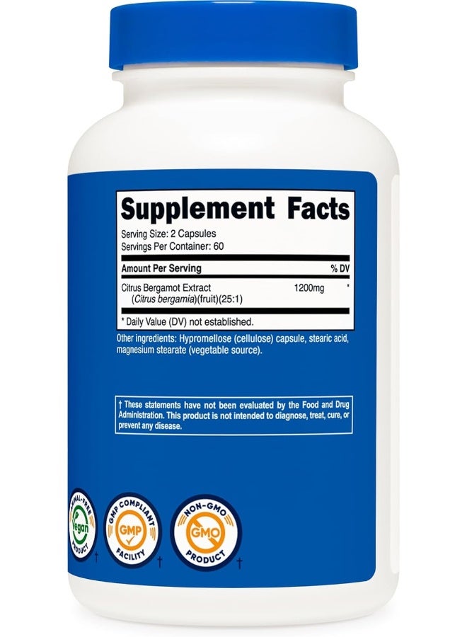 Nutricost Citrus Bergamot Capsules 1,200mg, 120 Capsules - 25:1 Bergamot Extract - 60 Servings, Gluten Free, Vegan & Non-GMO - Image 5