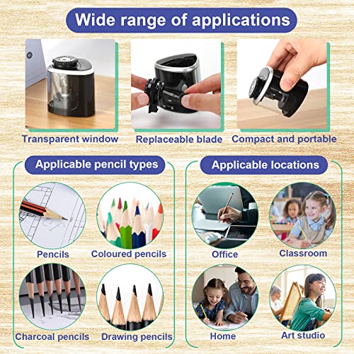 Climberty® Electric Sharpener for Pencil, Pencil Sharpener with Durable Blade to Fast Sharpen, Battery Operated, Automatic Sharpener for No.2/Colored Pencils(6-8mm), Without Battery (Black) - Image 5