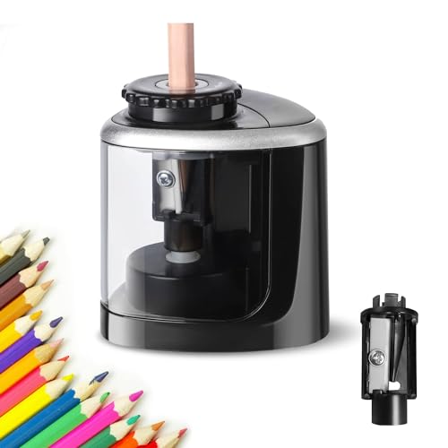 Climberty® Electric Sharpener for Pencil, Pencil Sharpener with Durable Blade to Fast Sharpen, Battery Operated, Automatic Sharpener for No.2/Colored Pencils(6-8mm), Without Battery (Black) - Image 1