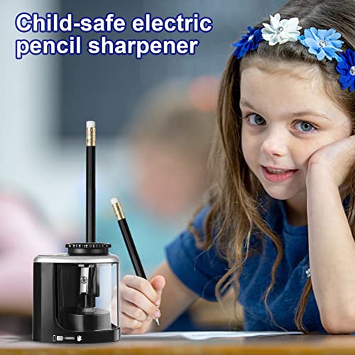 Climberty® Electric Sharpener for Pencil, Pencil Sharpener with Durable Blade to Fast Sharpen, Battery Operated, Automatic Sharpener for No.2/Colored Pencils(6-8mm), Without Battery (Black) - Image 2