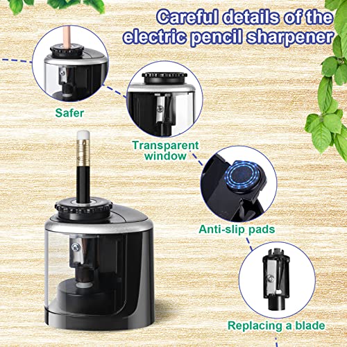 Climberty® Electric Sharpener for Pencil, Pencil Sharpener with Durable Blade to Fast Sharpen, Battery Operated, Automatic Sharpener for No.2/Colored Pencils(6-8mm), Without Battery (Black) - Image 3