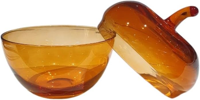 B&D Amber Decorative Glass Apple Storage Jar with Lid - Image 2