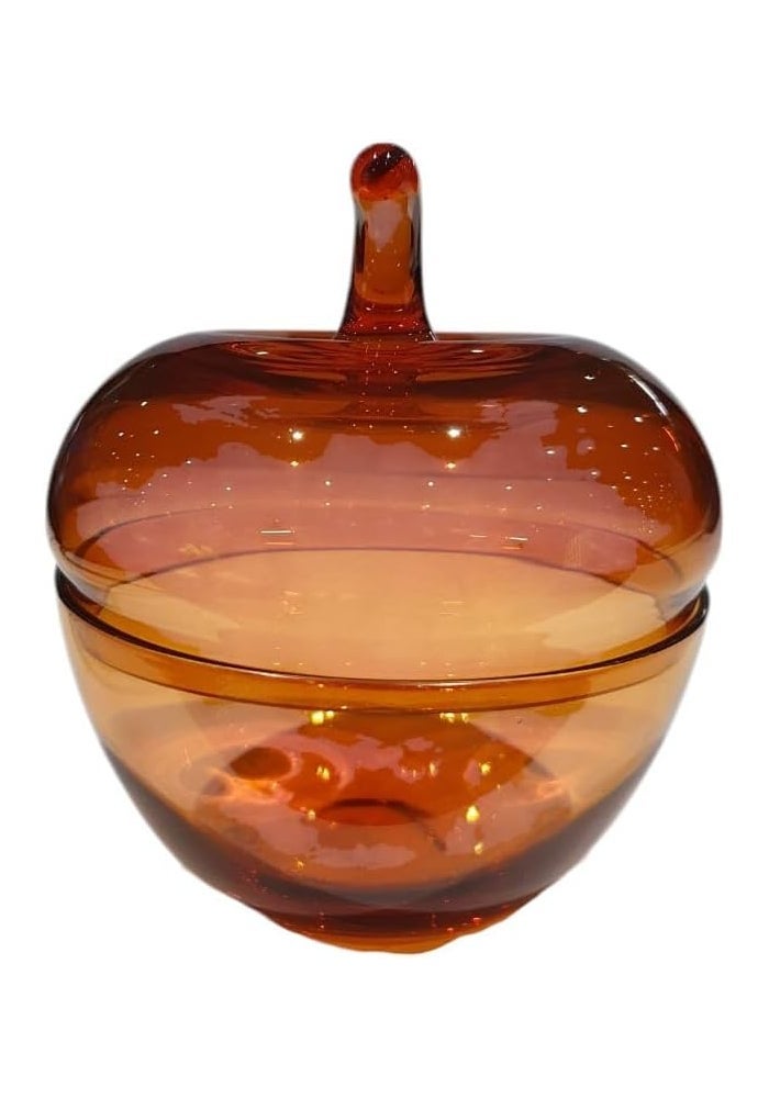 B&D Amber Decorative Glass Apple Storage Jar with Lid - Image 1