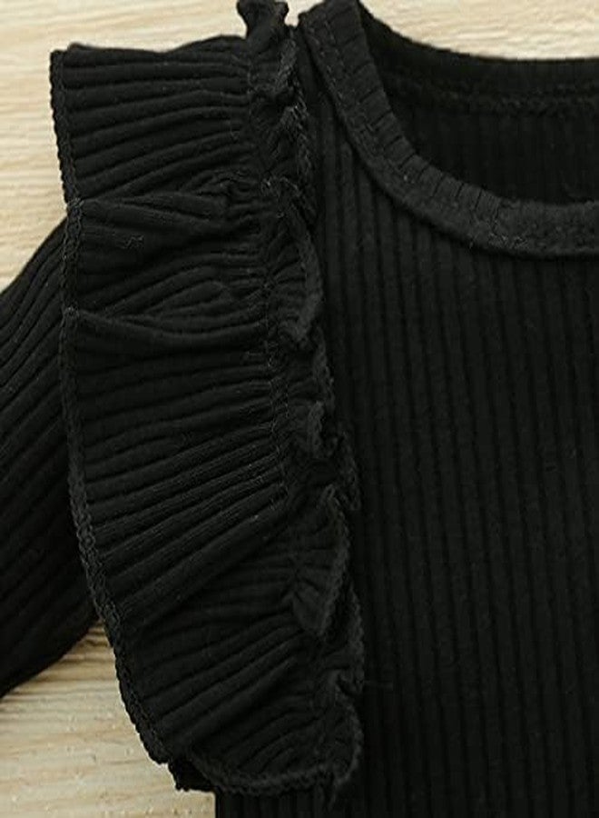 Xumplo 3Pcs Baby Girl Leopard Clothes Ruffles Long Sleeve Fall Outfits Infant Baby Black Jumpsuit 12-18 Months - Image 4