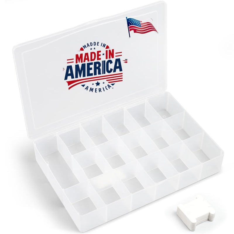 BULK PARADISE Embroidery Floss Organizer Box with 50 Cardboard Bobbins - 17 Compartments Clear embroidery thread organizer box, Snap-Tight Clear Sewing Organizer - Jewelry Bead Holder (Made in USA) - Image 1