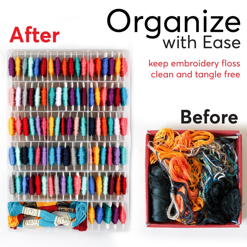 BULK PARADISE Embroidery Floss Organizer Box with 50 Cardboard Bobbins - 17 Compartments Clear embroidery thread organizer box, Snap-Tight Clear Sewing Organizer - Jewelry Bead Holder (Made in USA) - Image 4