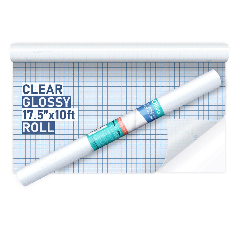 Olivo Clear Contact Paper Roll for Books Crafts 17.5 in x 10 ft Peel and Stick Adhesive Book Cover Plastic Protector - Image 1