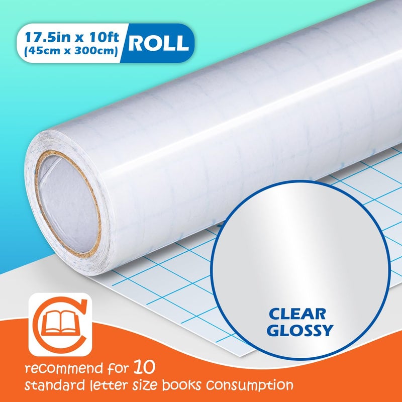 Olivo Clear Contact Paper Roll for Books Crafts 17.5 in x 10 ft Peel and Stick Adhesive Book Cover Plastic Protector - Image 2
