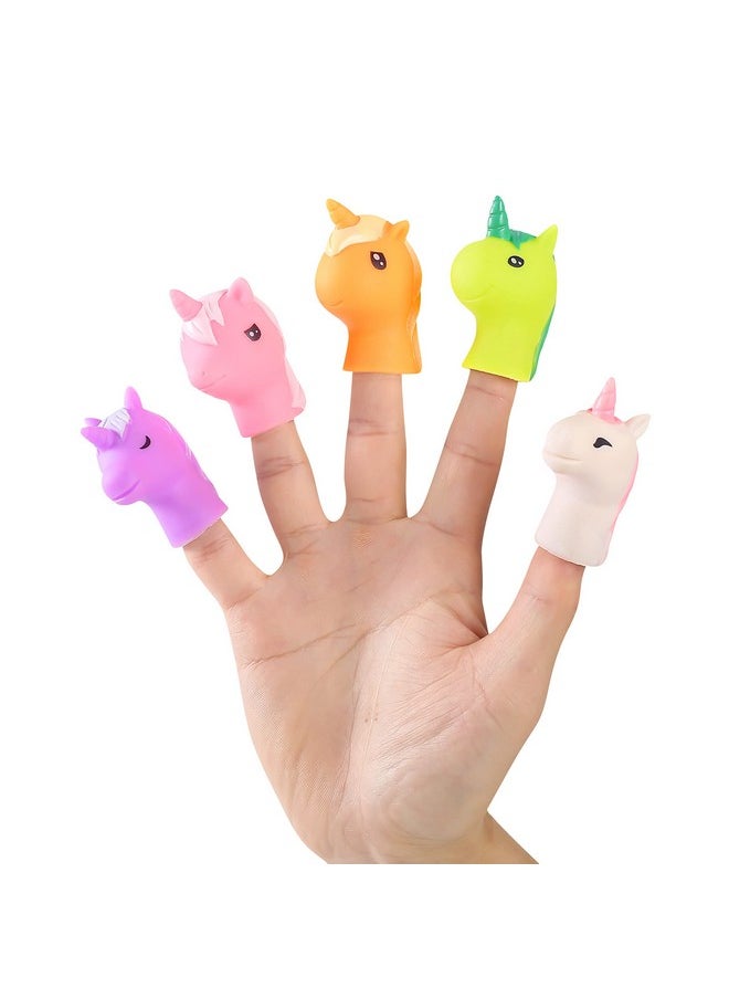 BETTERLINE Unicorns Finger Puppets 5-Piece Set - Fun Toy Gift for Kids, Boys & Girls - Bath Puppets for Playtime, Children Birthday Party Favors, Cake Toppers, Pinata & Stocking Stuffers  - Image 1