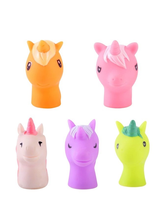 BETTERLINE Unicorns Finger Puppets 5-Piece Set - Fun Toy Gift for Kids, Boys & Girls - Bath Puppets for Playtime, Children Birthday Party Favors, Cake Toppers, Pinata & Stocking Stuffers  - Image 3
