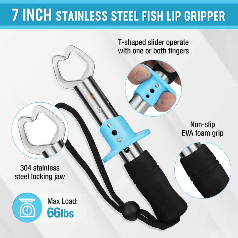 MOSSY OAK 2Pcs Fishing Tools Kit- Fishing Plier, Fish Lip Gripper, Multifunctional Fishing Hook Remover with Lanyards Sheath, Saltwater Resistant Fish - Image 5