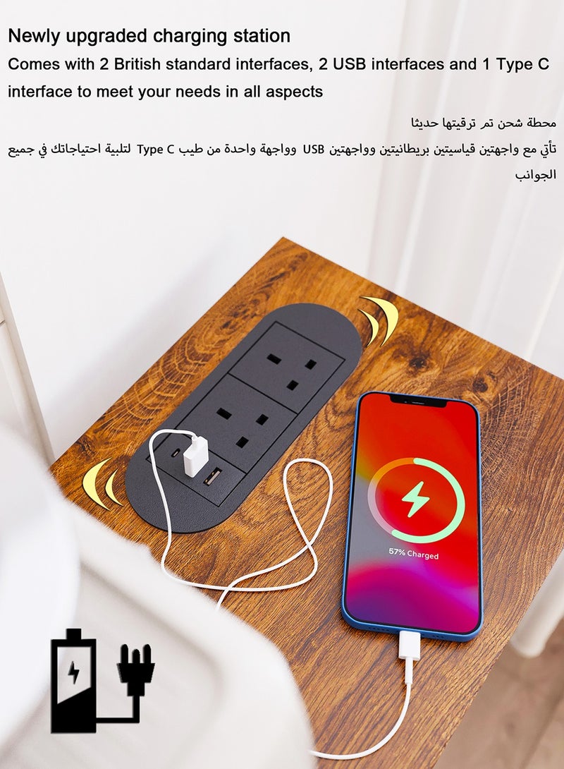 آن فش طاولة وحدة تحكم 4 طبقات مقاس 160*30*90 سم مع مخرج طاقة وطاولة أريكة قابلة للتعديل مع رف تخزين وطاولة جانبية للمدخل وطاولة للأريكة والمدخل وغرفة المعيشة - Image 2