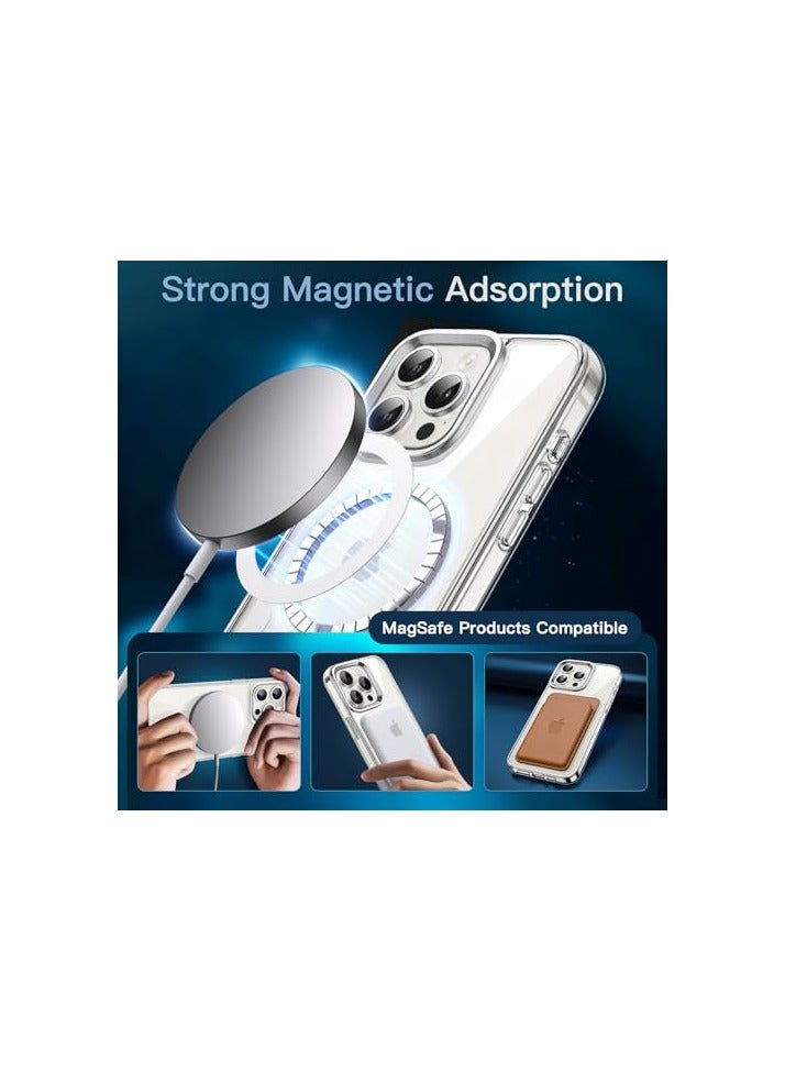 جي تيك حافظة JETech مغناطيسية 3 في 1 لهاتف iPhone 15 Pro Max مقاس 6.7 بوصة مع عبوتين من واقيات الشاشة الزجاجية المقواة، متوافقة مع MagSafe، غطاء هاتف مقاوم للصدمات (شفاف) - Image 5